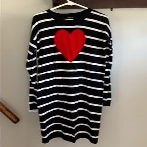 Black and white sweater dress with red heart ❤️